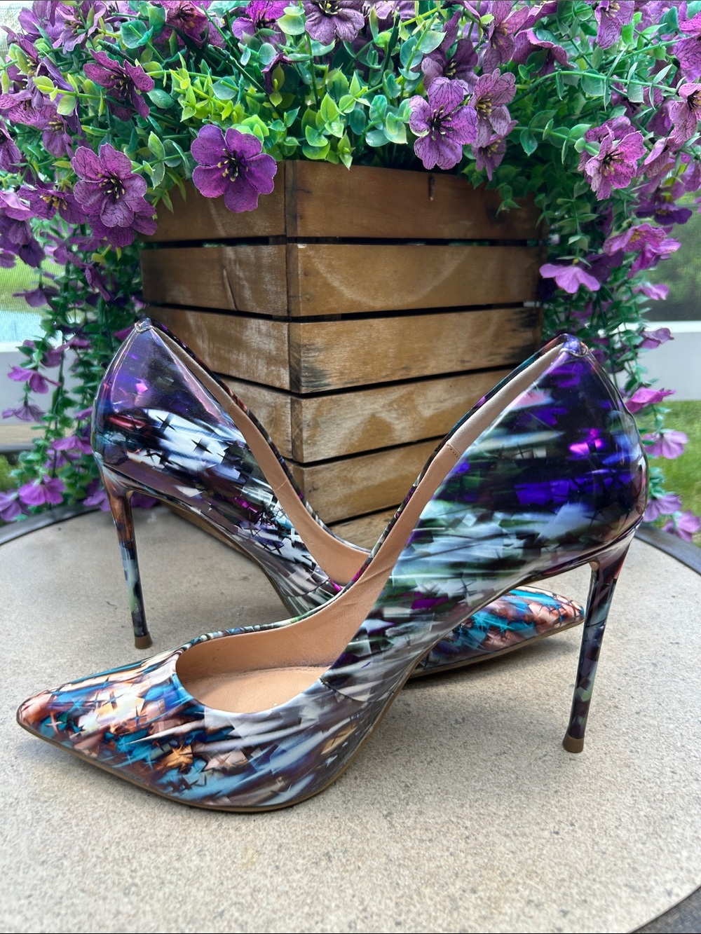 Steve Madden Blue Multi Abstract Pointed-Toe Stiletto Pumps
